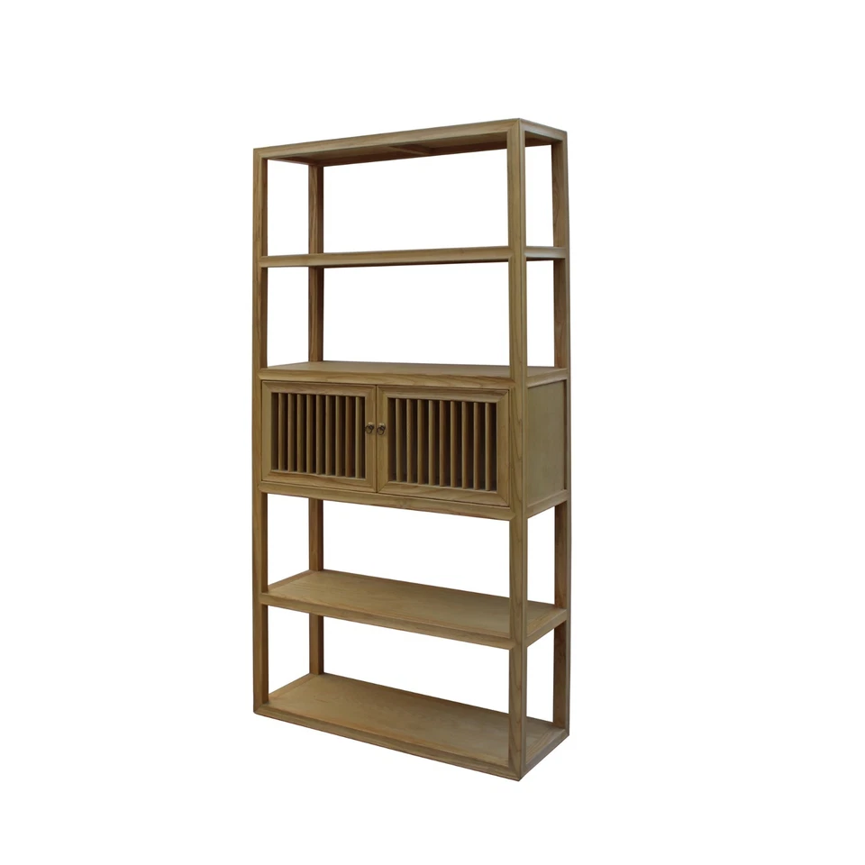 Armario divisor de estantería puertas persianas madera cruda natural claro cs4593 Foto 4 de 4