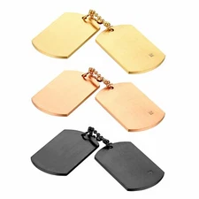 Stainless Steel Military ID Dog Tag Pendant Necklace Chain Mens Engraving Gift