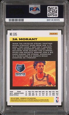 2019 Panini Chronicles Flux Ja Morant PSA 10 Rookie RC #595 Gem