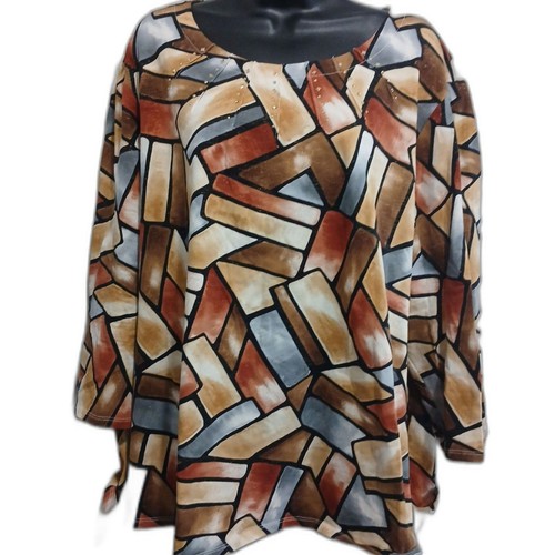 Alfred Dunner Shirt 3X Multicolor Artistic Weekend Top Casual Blousy Bejeweled