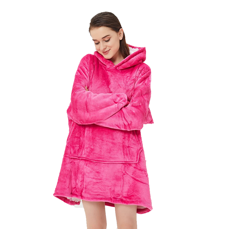 Pink Hoodie Blanket Oversized Ultra Plush Sherpa Giant Big Hooded