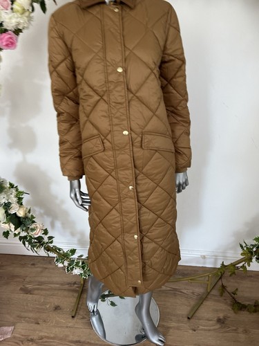 JOULES Oakfield Coat Women's Long Diamond Quilted Padded Tan Size 10 & 18 NEW - Picture 3 of 24