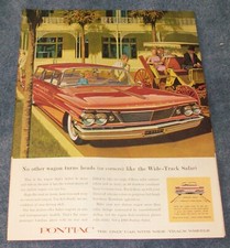1960 Pontiac Catalina Safari Vintage Ad No Other Wagon Turns Heads...
