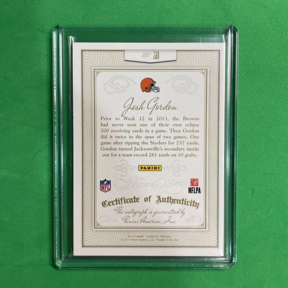 2014 Panini Flawless - Flawless Signatures Blue #30 Josh Gordon 1/20 (AU) - Image 2 of 2