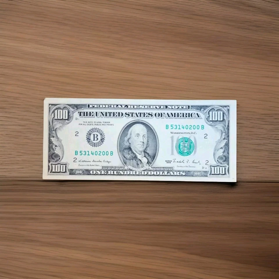 Fancy $100 Hundred Dollar Vintage Bill 1988 B District New York Very Cool Rating - Image 3 of 4