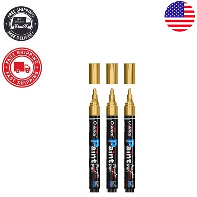 Water-Based Gold Paint Pens - 3 Pack, Fade Resistant & Perfect for Crafts