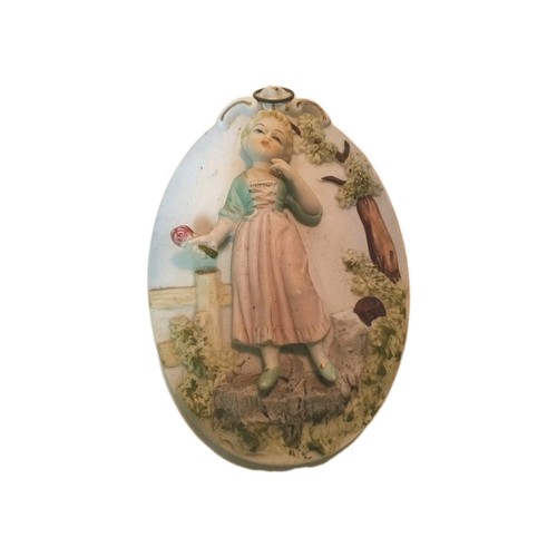 MCM Victorian Wall Plaques By Ardco 3D Boy and Girl Bisque Japan.mc - Picture 2 of 10