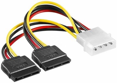 SATA Strom Adapter Kabel Verteiler 4 PIN Molex Stecker auf 2x SATA Buchse 0,13 m