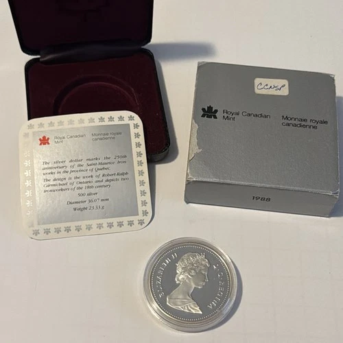 1988 ROYAL CANADIAN MINT PROOF SILVER DOLLAR IRONWORKS COIN