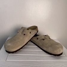 Birkenstock Boston BS Unisex Men 8 Women 10 Taupe Suede Soft Bed Slip On Clog