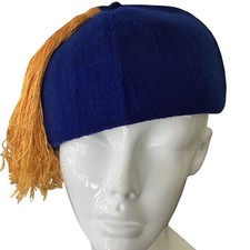 Custom Made Authentic Moroccan Fez Blue Felt with Yellow Silk Tassel Size M