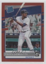 2020 Donruss Optic Rated Rookies Red Prizm 42/60 Travis Demeritte Rookie RC nd3