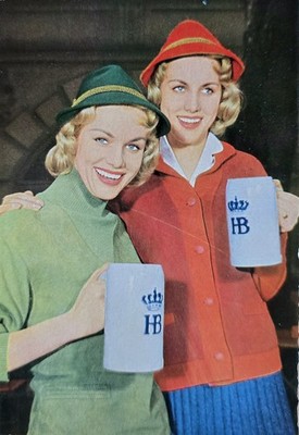 Postcard Munich Gloria Filmpalast Kessler twins Hofbräu 1960s