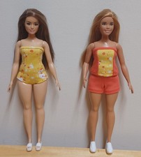Curvy Barbie 11 1/2" Doll Clothing Yellow swimsuit, Orange Shorts, Bustier top