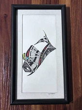 Vintage Abstract Pen And Ink Drawing - Framed 11" x 6"