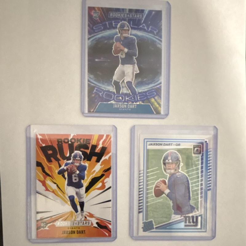 Panini 2025 Jaxson Dart New York Giants Rookie 3-Card Lot Optic R&S