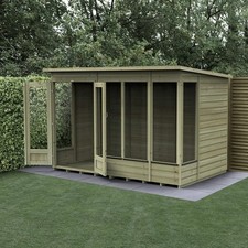Image of Forest Beckwood Pent Summerhouse 10x6 - Double Door - 5 Windows Garden Shed