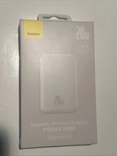 BASEUS MAGSAFE PORTABLE CHARGER 6000MAH WIRELESS MAGNETIC POWER BANK WHITE