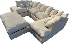 U SHAPE SOFA and Cinema footstool , Brand New cream cord Corner Sofa Bed