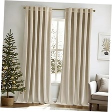 Velvet Curtains 84 inches - Luxury Blackout 52"W x 84"L Pack of 2 Beige