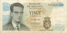 Belgium / Belgium - 20 Francs - 1964 - Serie3G - Used