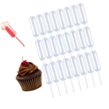 moveland 4ml Plastic Cupcake Pipettes Squeeze Syringes, 50 Pcs Disposable Liq...