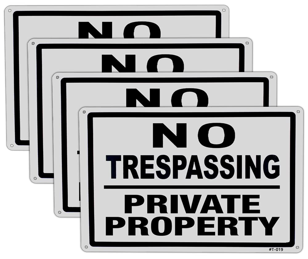 Large No Trespassing Signs Private Property Metal 10X14 Aluminum Durable/Weather