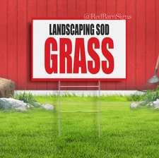 LANDSCAPING SOD GRASS Indoor Outdoor Yard Sign with metal stakes