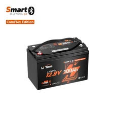 LiTime 12V 100Ah Bluetooth ComFlex LiFePO4 Battery with RS485/CAN Communication