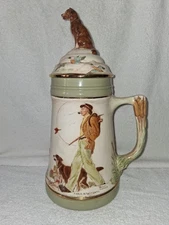 Norman Rockwell Lidded Stein Mug "A Walk In The Country"  Duck Dog 14" Tall