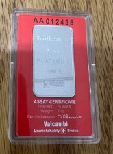 Valcambi Scotiabank 1 Troy Oz Platinum Bar In Assay! Very Rare! 999.5 Fine!?? 1999.99 per troy oz