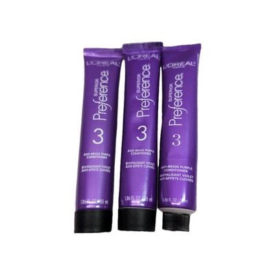 (3) L'Oreal Superior Preference Anti Brass Purple Conditioner #3  -1.86 Oz - NEW