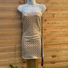 PLT rose gold strappy sequin straight neck bodycon dress 6 BNWT