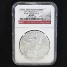 2011 American Silver Eagle NGC MS69 Early Release label 25th Anniversary Label