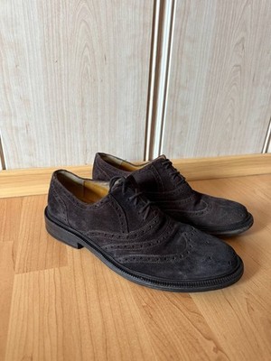GUCCI MADE IN ITALY DARK BROWN SUEDE LEATHER BOOTS DERBY BROGUE WOMENS SIZE 39