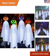 Upgraded Pumpkin Ghosts Halloween Decorations Outdoor, 4 Pack Waterproof Sola...