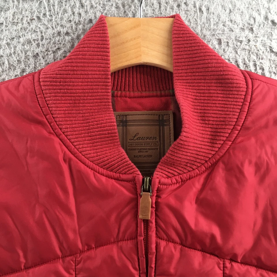 Chaleco Ralph Lauren Para Hombre Mediano Rojo Cremallera Completa Bolsillos Sin Mangas Informal Acolchado Foto 3 de 4