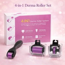 4-in-1 Derma Roller System Collagen Stimulation Skin Regeneration Purple