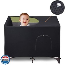 LLYWCM Crib Blackout Cover for Pack N Play - Travel Crib Cover, B