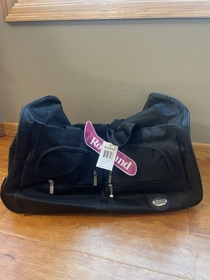 Rockland 22'' Rolling Duffle Bag, Black Polyester, Wheels & Retractable Handle