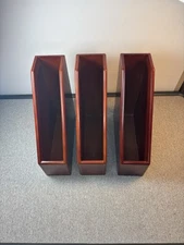 VTG Lot Of 3 Eldon Red Wood / Mahogany Finish Magazine, Book, & File Organizer