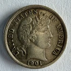 1901-P Barber Dime, Extremely Fine Condition with Band under Liberty Complete