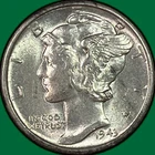 1943-S Mercury Dime Brilliant Uncirculated BU Coin #40622