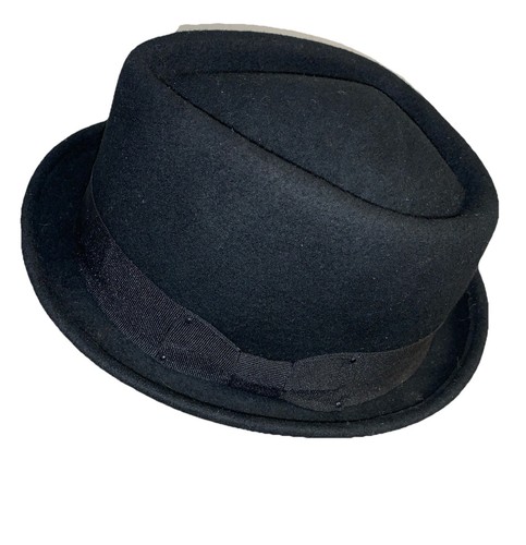 Vintage Retro7 Black 100% Wool Trilby /Fedora Hat Men's Size L/XL Rat Pack Style - Picture 13 of 20