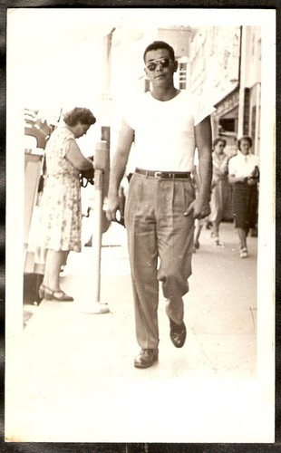 RPPC 1940's HUNKY MAN Chinos White T 