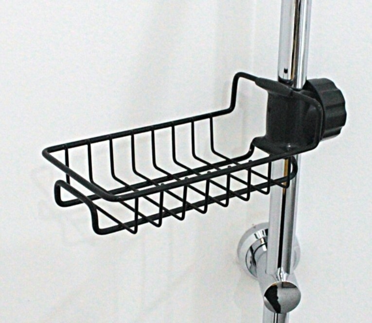 Black Adjustable Kitchen Sink Rack Sponge Soap Drainer Faucet Organizer-image