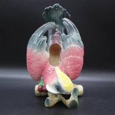 Vtg Antique Maruhon Ware Japan 1920s Hand Painted Parrot Bird Wall Pocket Vase