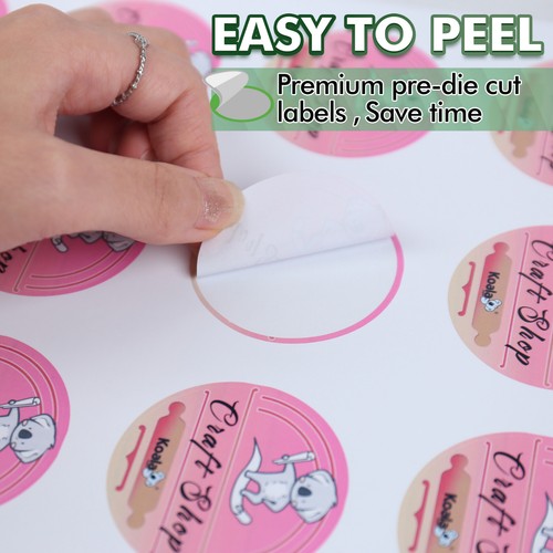 Lot Koala Round Labels 2 Inch Glossy or Matte Waterproof Vinyl Sticker Paper - Afbeelding 70 van 88