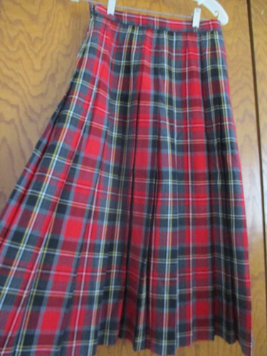 Vintage JH Collectables 100 % Wolle Schottenkaro rot kariert Faltenrock Gr. 10 Taille 28" USA