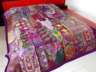 Vintage Patchwork Bedspread Hand Embroidery Bed Cover Throw Wall Hanging Curtain